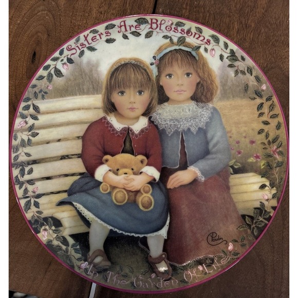 1995‎ Bradford Exchange Collector Plate "Sisters Are Blossoms" By Chantal Poulin - Picture 1 of 3
